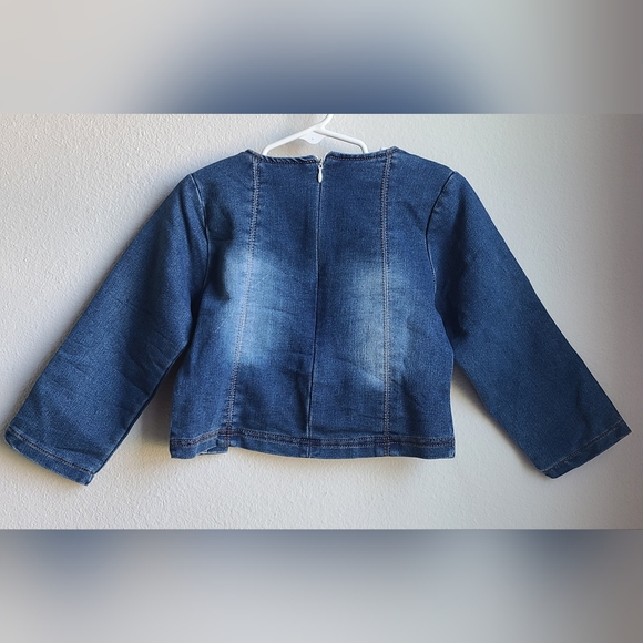 Girl's Cute Jean Top Embellished W/ Flowers, Sz 3-4 Yrs - Picture 4 of 6